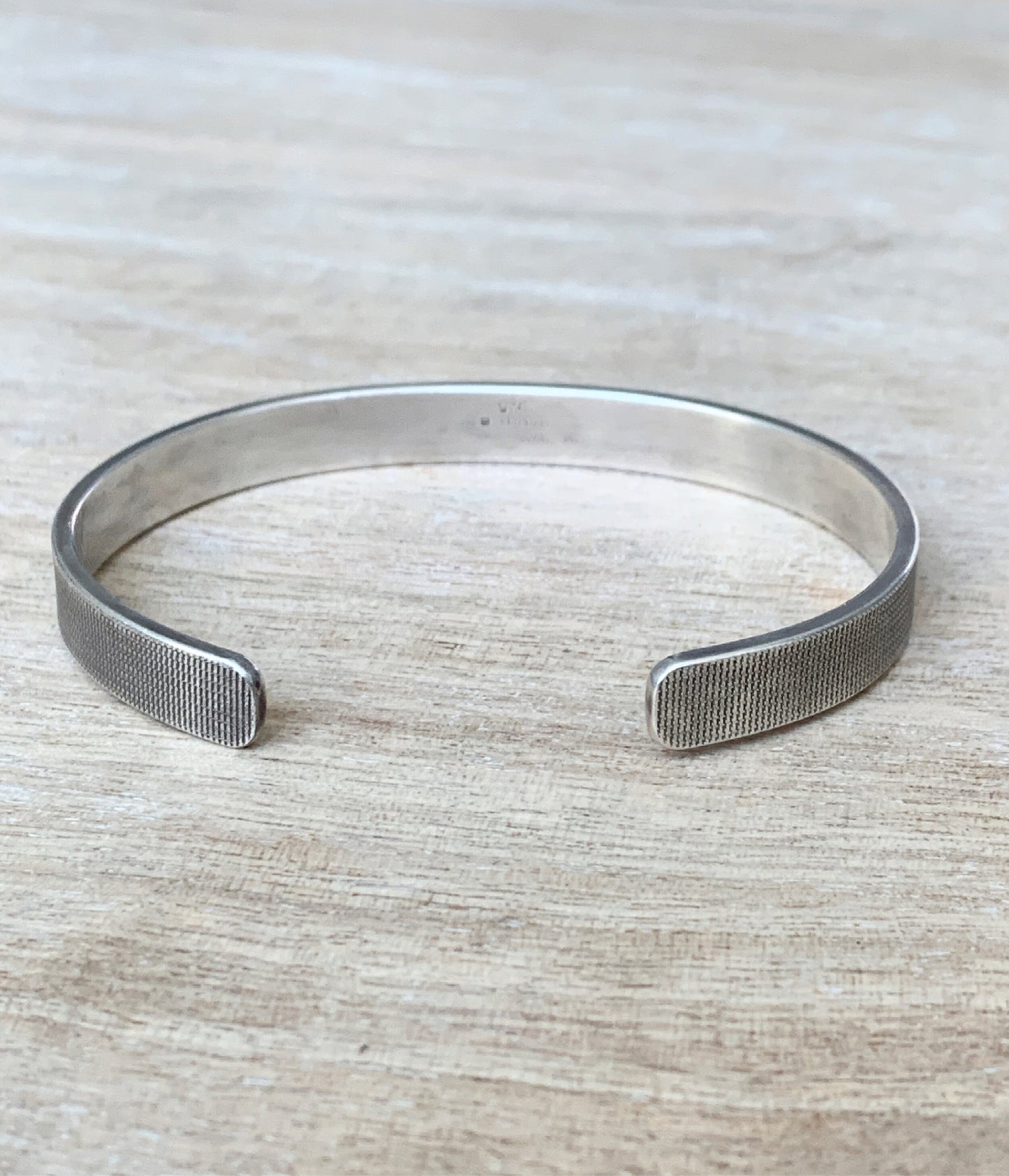 1: Men's sterling silver textured cuff bracelet