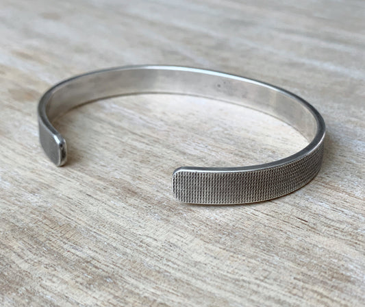 1:  Men's sterling silver textured cuff bracelet