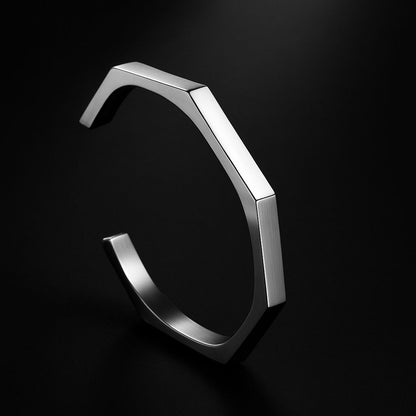 STAINLESS STEEL HEXAGONE CUFF BANGEL