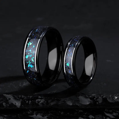 Blue Opal Titanium  – Comfort Fit Rings.