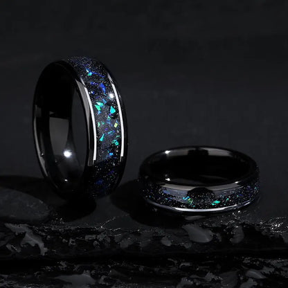 Blue Opal Titanium  – Comfort Fit Rings.